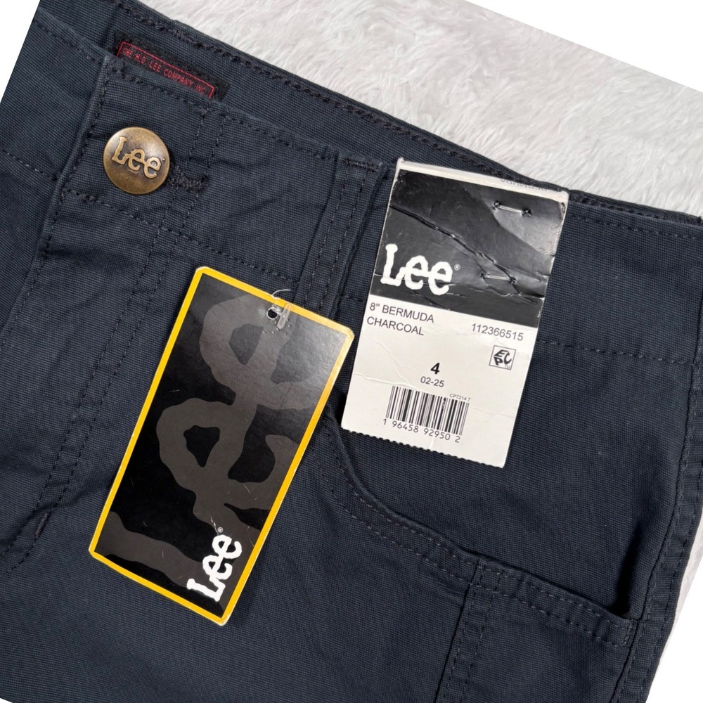 Lee Bermuda Shorts Women 4 Charcoal 8" Inseam Cotton Stretch 112366515